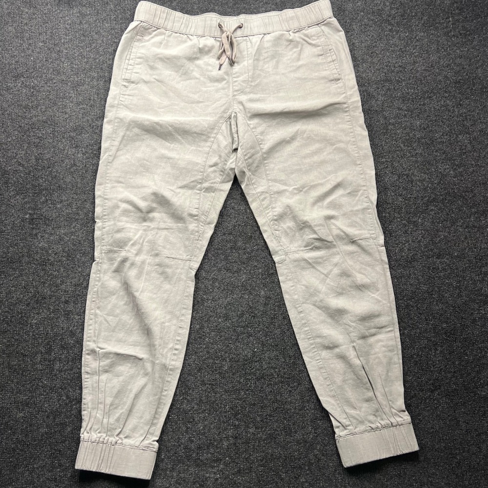 Mossimo Mens Linen Cotton Joggers Light Gray Size Large Drawstring Waist Pants